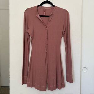 SKIMS Soft Lounge Long Sleeve Henley Romper Pajamas Size L